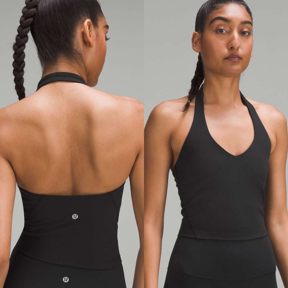 Lululemon Align Halter Tank Top Womens 0 Black V-Neck Nulu Active Yoga *No Pads*